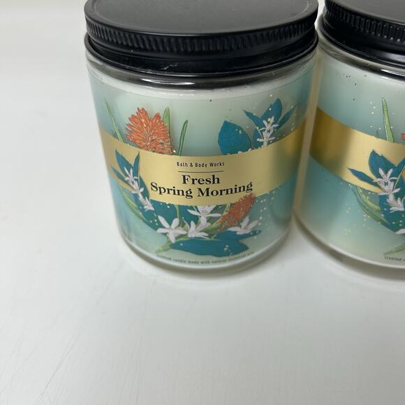 Bath & Body Works Single Wick Candle Lot Of 2 Fresh Spring Morning 7oz - Picture 2 of 6